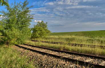 Pulkau, Schienen, Gleis, Bahndamm, Bahnlinie, Bahnhof, Eisenbahn, aufgelassen, stillgelegt,...