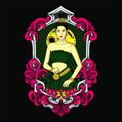 thai native girl illustration