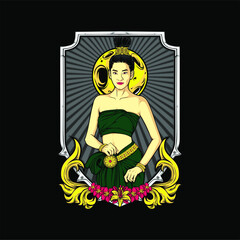 thai native girl illustration