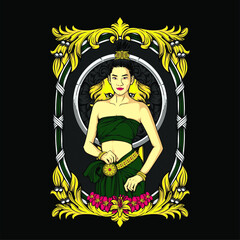 thai native girl illustration