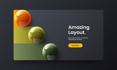 Minimalistic realistic balls annual report layout. Colorful website design vector template.
