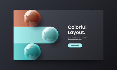 Trendy handbill vector design layout. Amazing realistic balls company identity illustration.