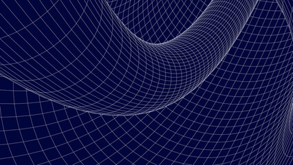 3d wireframe tunnel. Abstract background of lines. Tunnel through space. Optical illusion. 3D vector illustration.