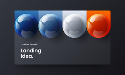 Creative banner vector design template. Minimalistic realistic balls site screen illustration.