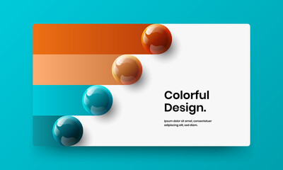 Bright annual report vector design layout. Unique realistic balls web banner illustration.