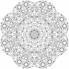 Hand drawn zentangle circular ornament for coloring page.
