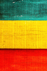 Wooden Reggae grunge wall in Rasta color in red yellow and green with textured. For Graphics Poster...
