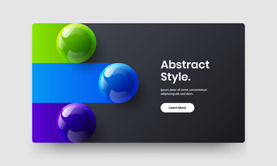 Colorful landing page design vector concept. Minimalistic realistic spheres banner illustration.