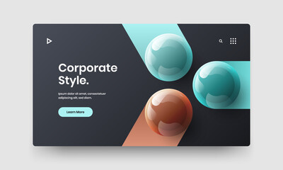 Simple magazine cover design vector template. Colorful realistic balls presentation concept.