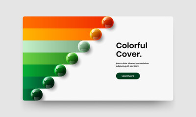 Unique 3D balls catalog cover layout. Bright company identity vector design illustration.