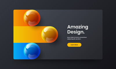 Amazing 3D balls corporate cover layout. Original postcard vector design template.