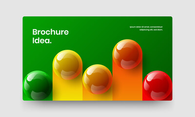 Bright website screen vector design template. Clean 3D spheres brochure layout.