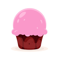 Delicious cupcake. Pink muffin. Dessert vector illustration design