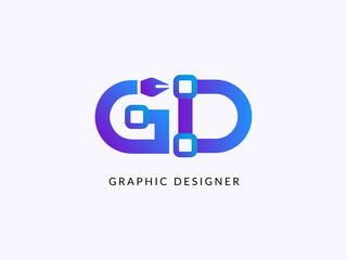 Graphic Design Designer concept logo in vector. Pen, tool idea.