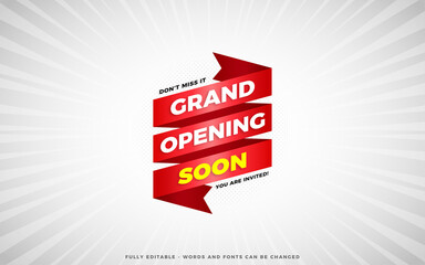 Grand opening sale poster, sale banner design template with 3d editable text effect