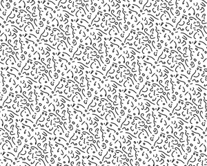 background in trendy '90s "Memphis" style with structure of hand drawn scribbles. Repeating irregular texture, perfect for fabrics, wallpapers and decoration. Vector seamless pattern.