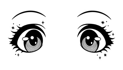 Cute anime girl eyes - obrazy, fototapety, plakaty