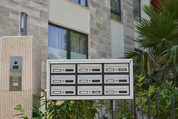 Mailboxes for a modern residential apartments building