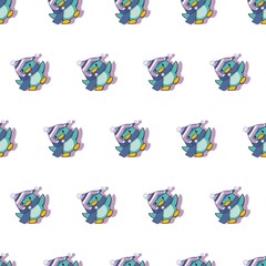 Happy Fashionable Winter Penguins Cartoon Vector Seamless Pattern