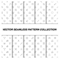 Collection of 10 vector minimalistic seamless patterns. Modern illustration for web sites, covers, banners, wallpapers