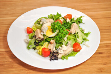 Chicken and Blue Cheese on a Garden Salad