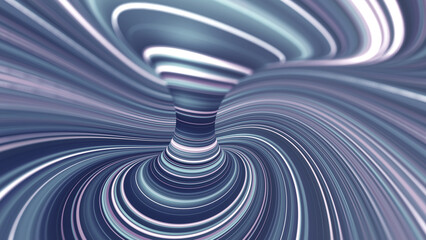 Magic swirl lines, fantasy wave data flow. Abstract whirlpool of rays 3D illustration. Soaring strings of big data