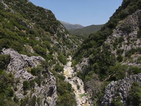 Aerial View Of Vothnes Natural Pools, Of Keramitsa Village, Greece, Epirus, Thesprotia