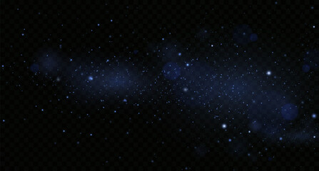 Light effect. Background of sparkling particles. Glittering elements on a transparent background.