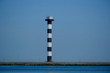 Concrete pier and lighthouse pole, port navigation equipment