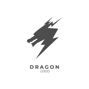 simple modern minimalist style dragon head logo template