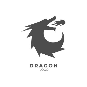 simple modern minimalist style dragon head logo template