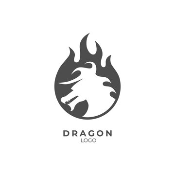 simple modern minimalist style dragon head logo template