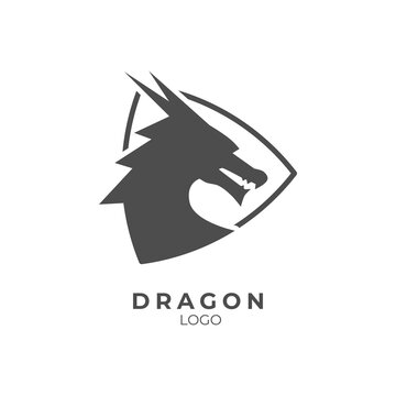 simple modern minimalist style dragon head logo template