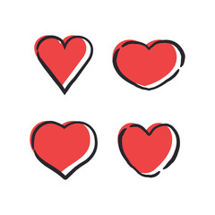 Heart doodles. Hand drawn hearts. Valentine's day love illustrations.