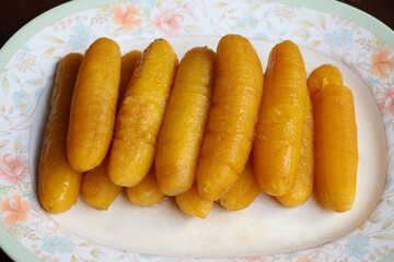 Banana in syrub Thai Dessert, sweet food