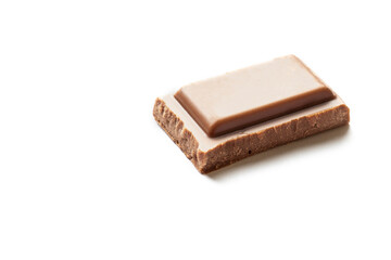 Ounce of chocolate on white color background