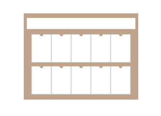 Documentation board, wall board, plan, schedule, bulletin board for institutions and organizations. Beige stand for announcements and information with Ten vertical templates of A-4 or A-3 format. 