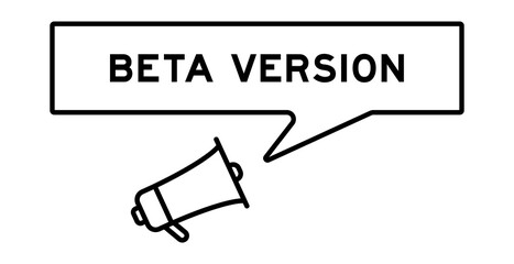 Megaphone icon with speech bubble in word beta version on white background