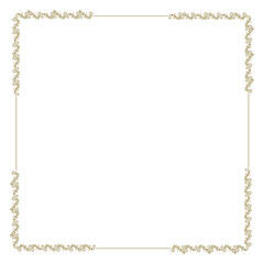 Obraz premium luxury gold floral label frame with damask pattern