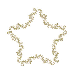 luxury gold floral label frame with damask pattern