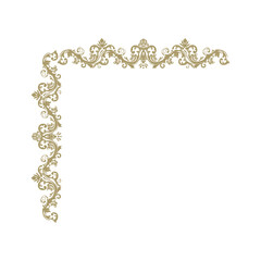 luxury gold floral label frame with damask pattern