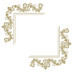 luxury gold floral label frame with damask pattern