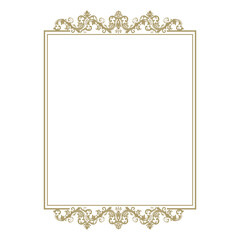 luxury gold floral label frame with damask pattern