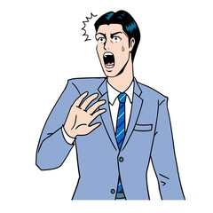 アメコミタッチのびっくりする日本人のビジネスマン