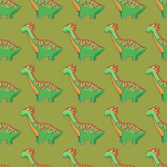 Cute funny dinosaur pattern. Print for cloth design, textile, wrapping paper