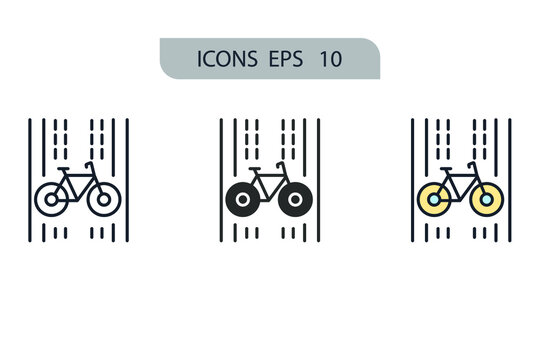 Bike Path Icons  Symbol Vector Elements For Infographic Web