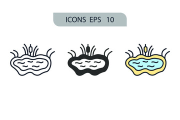 Pond icons  symbol vector elements for infographic web