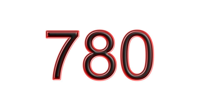 red 780 number 3d effect white background