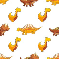 Cute funny dinosaur pattern. Print for cloth design, textile, wrapping paper