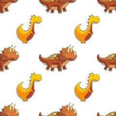 Naklejka premium Cute funny dinosaur pattern. Print for cloth design, textile, wrapping paper